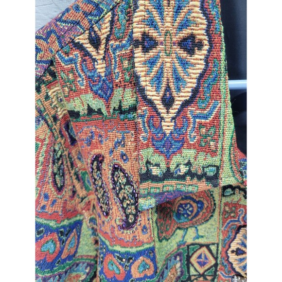 White Stag Jacket Art Deco‎ Style Tapestry Blazer Oversized Coat Sz 24 - Picture 9 of 16